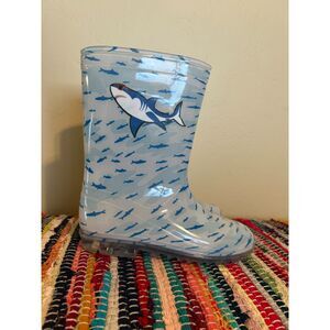 Xertia Shark Rain Boots Size Kids 2/3 Blue White